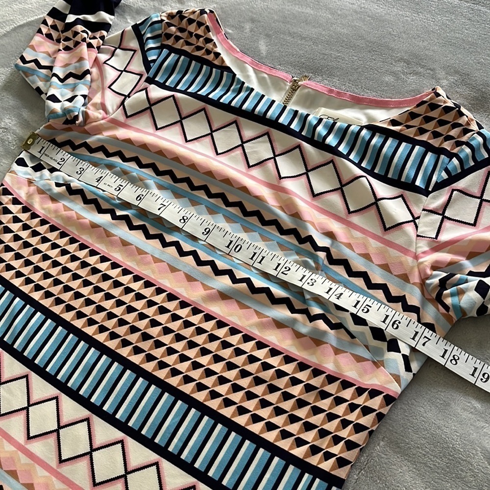 Eliza J Geometric Print Dress Pastel Size 6 - Picture 8 of 16